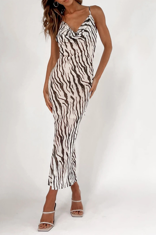Vestidos sexis con falda tubo y tirantes finos con estampado animal de leopardo y patchwork