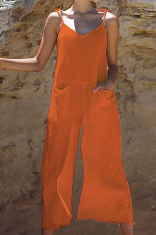 Monos rectos con tirantes finos y parches lisos de moda (3 colores)