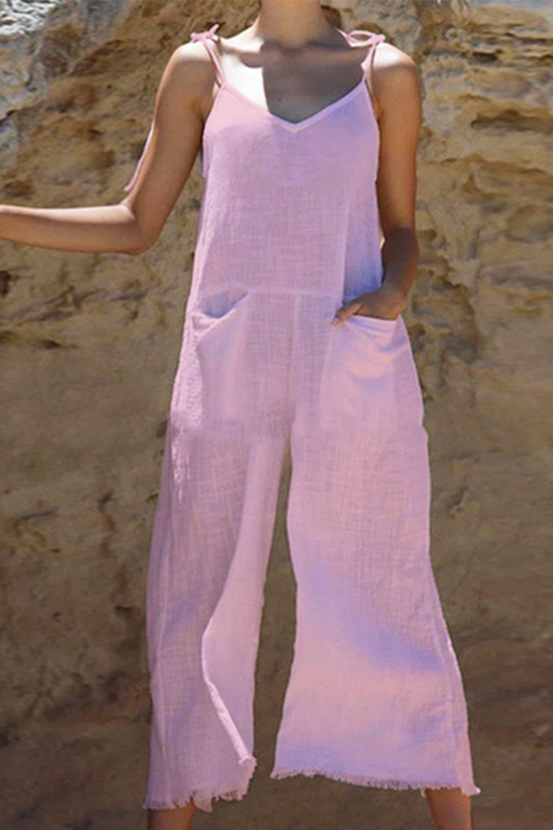 Monos rectos con tirantes finos y parches lisos de moda (3 colores)