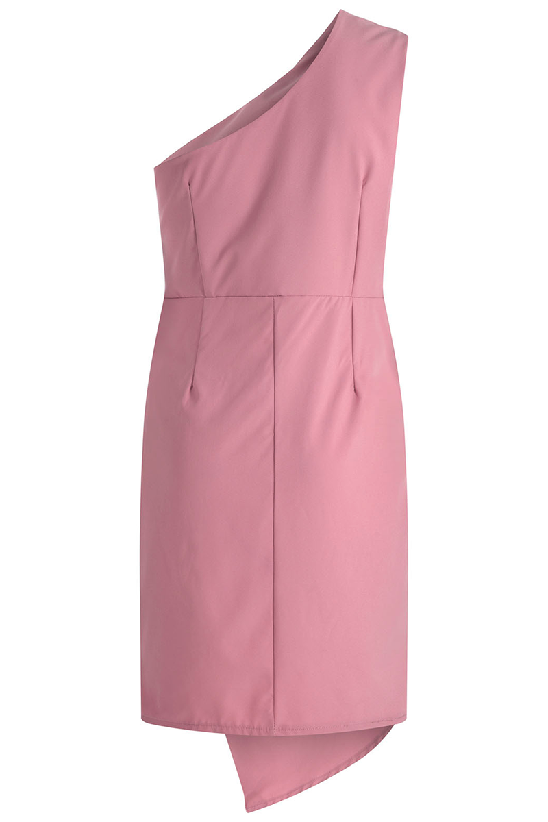 Vestido informal liso de un solo hombro irregular (5 colores)
