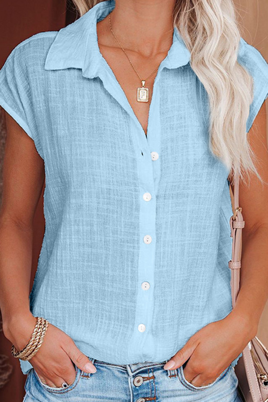 Blusas casuales de cuello vuelto con parches lisos (6 colores)
