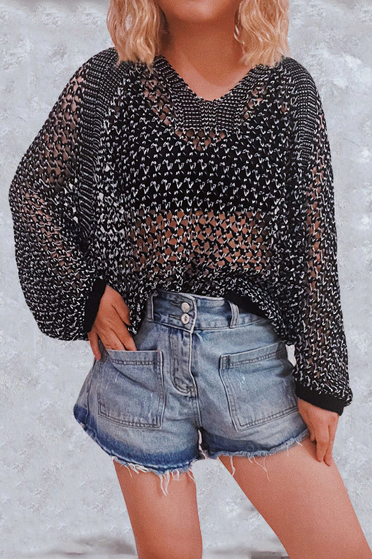 Tops casuales de cuello en V ahuecados y sólidos