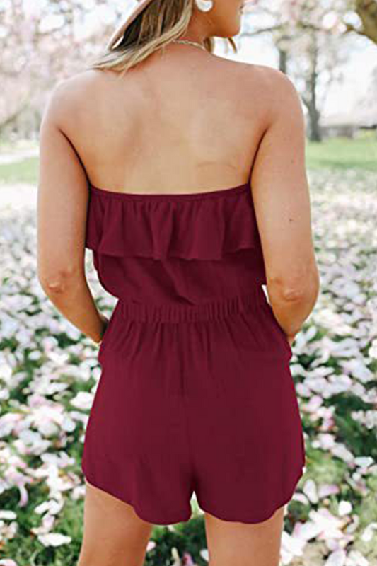 Mono informal liso con volantes, sin tirantes y recto (5 colores)