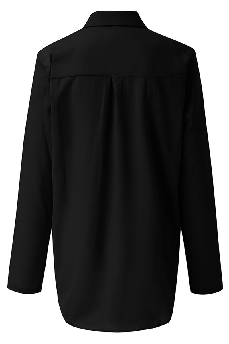 Blusas casuales de cuello vuelto con parches lisos (8 colores)