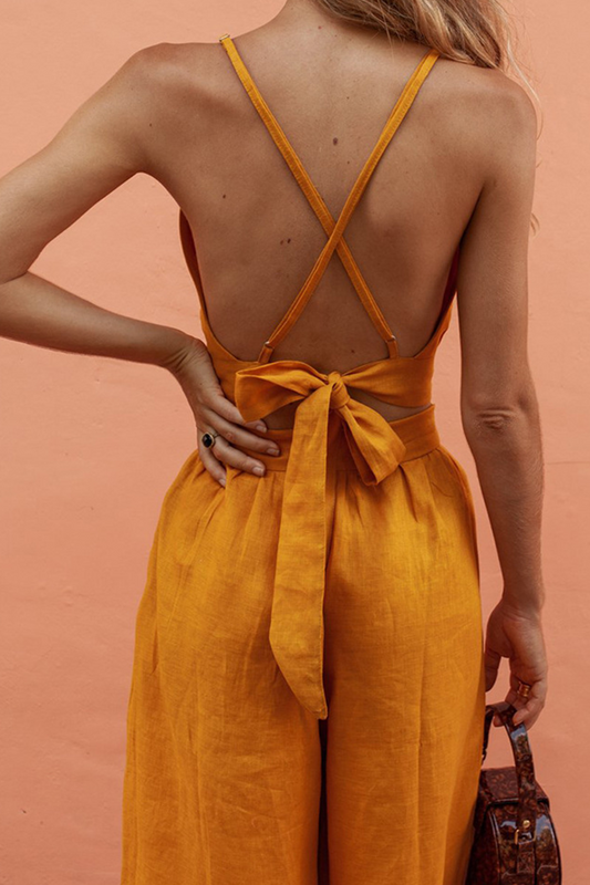 Conjunto informal de dos piezas con tirantes finos, sin mangas y parches lisos