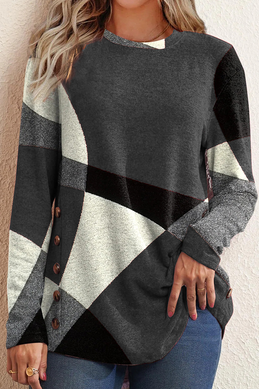 Suéteres casuales con cuello redondo y estampado de patchwork (5 colores)