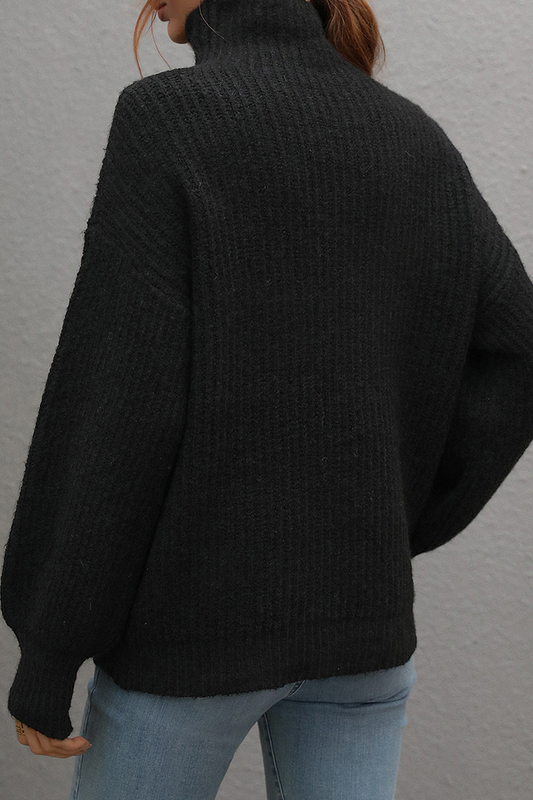 Suéteres casuales de cuello alto con parches lisos (6 colores)