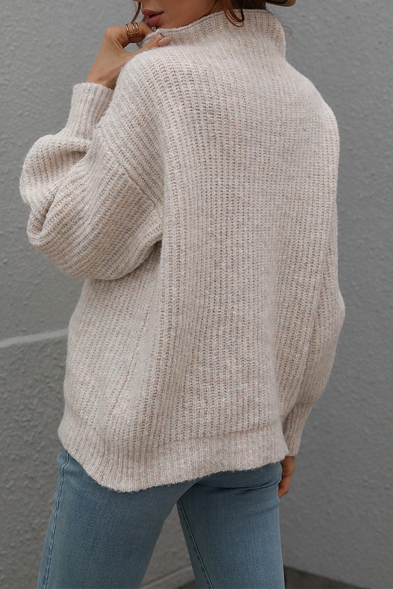 Suéteres casuales de cuello alto con parches lisos (6 colores)