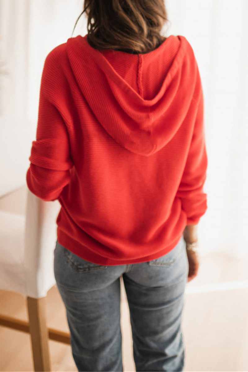 Suéteres casuales con cuello y capucha de patchwork sólido (5 colores)