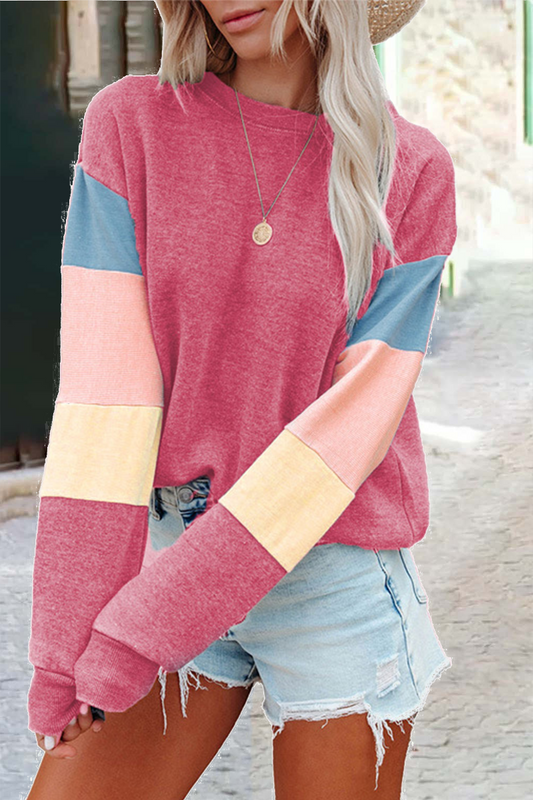 Tops de cuello redondo con parches lisos de calle (3 colores)
