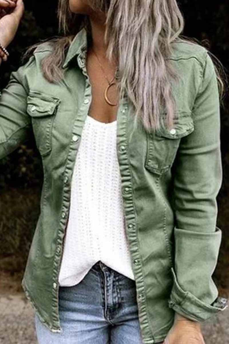 Cárdigan de mezclilla regular de manga larga con cuello vuelto para adultos sexy de moda