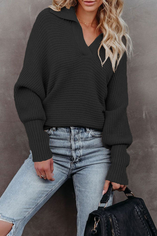 Elegante blusa de cuello vuelto de color liso