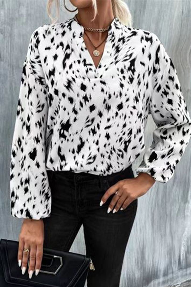 Tops de cuello en V con estampado de cebra de calle