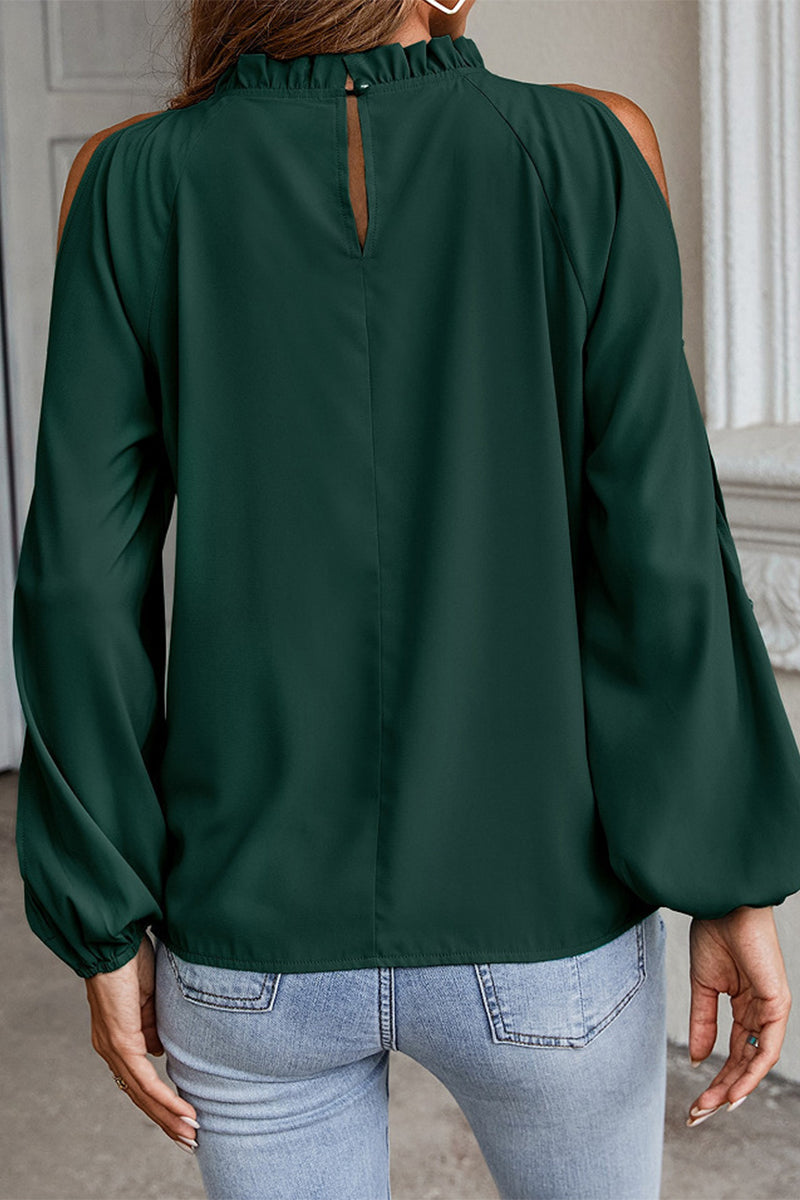 Elegantes blusas lisas de cuello alto de media A