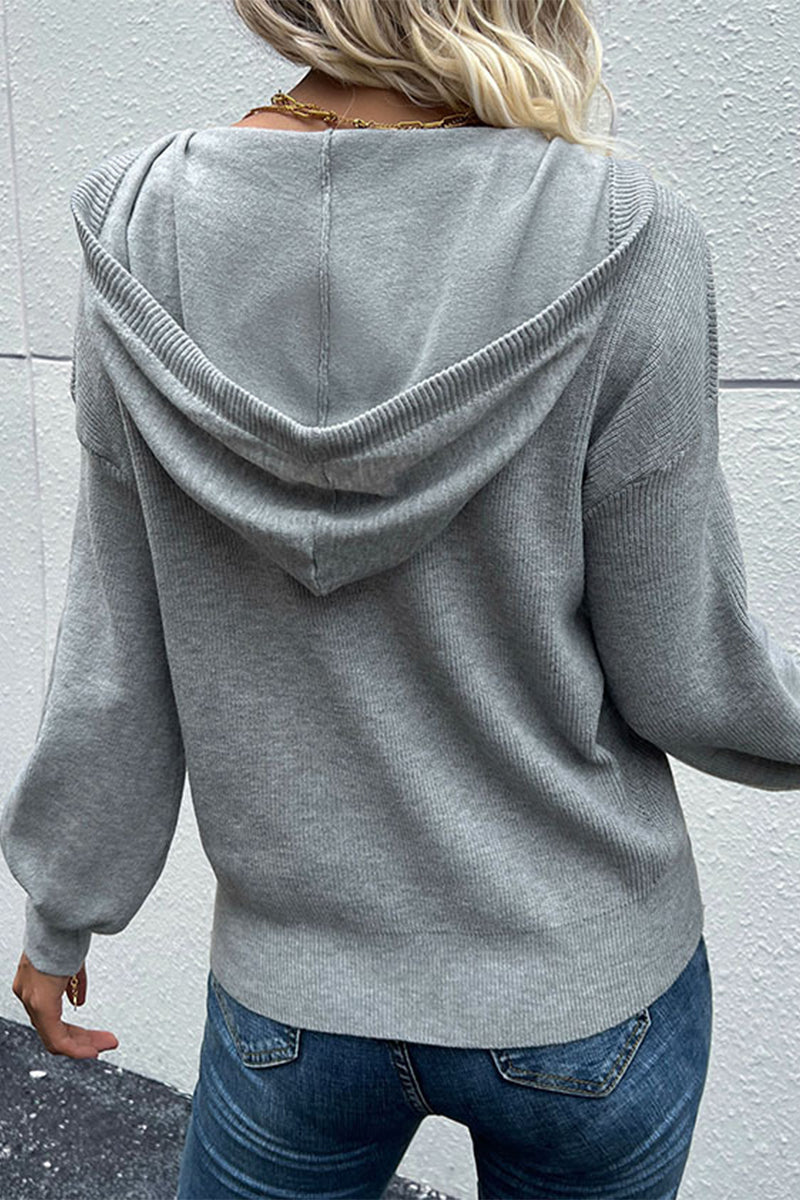 Tops casuales de cuello con capucha de color sólido