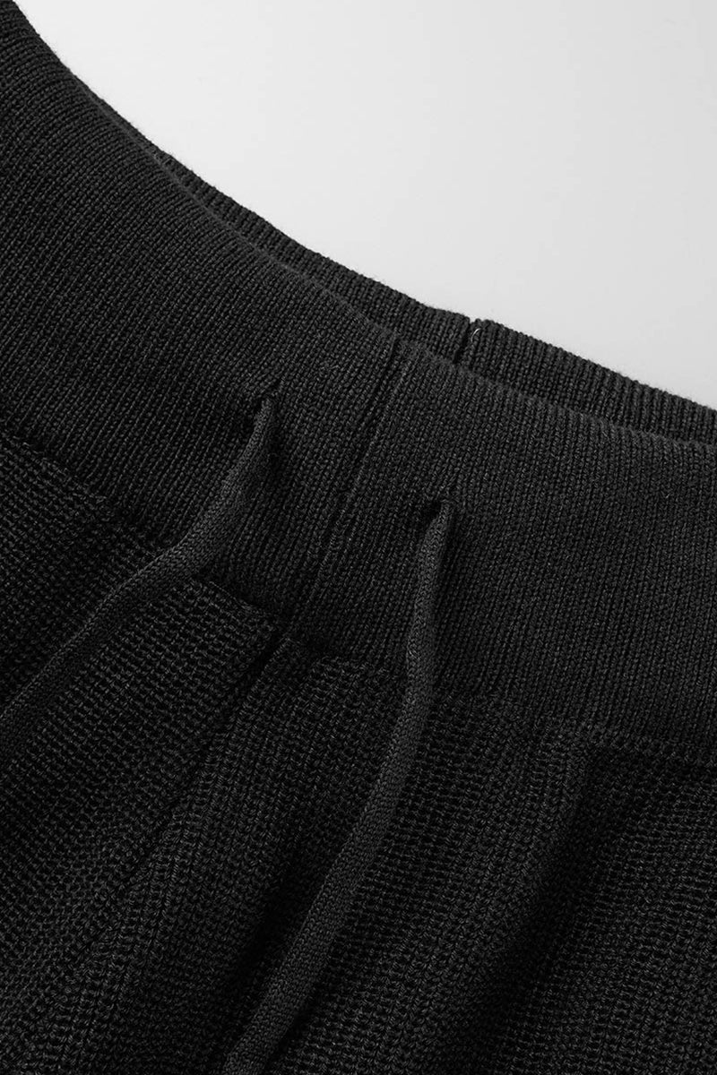 Conjunto informal de dos piezas con cuello vuelto, manga larga y frenillo liso (4 colores)