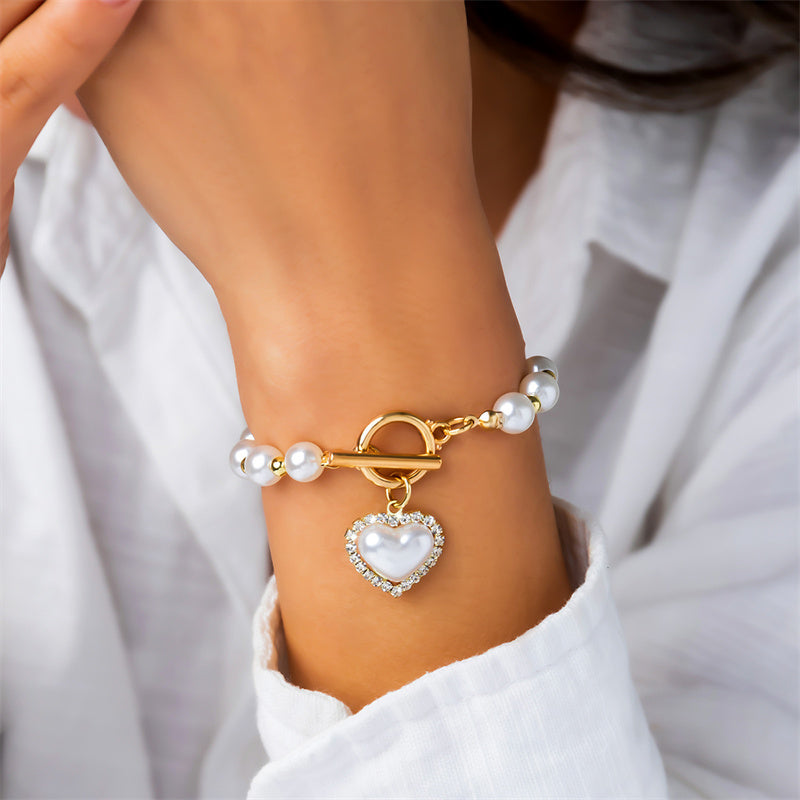 Pulseras de perlas con cadenas de patchwork informales