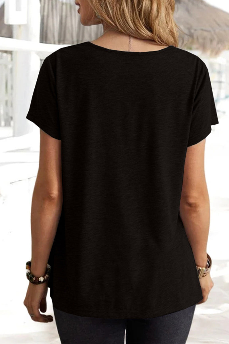 Camisetas informales asimétricas de cuello en U para uso diario (5 colores)