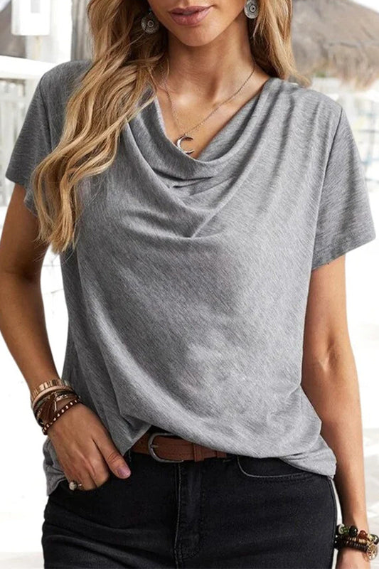 Camisetas informales asimétricas de cuello en U para uso diario (5 colores)