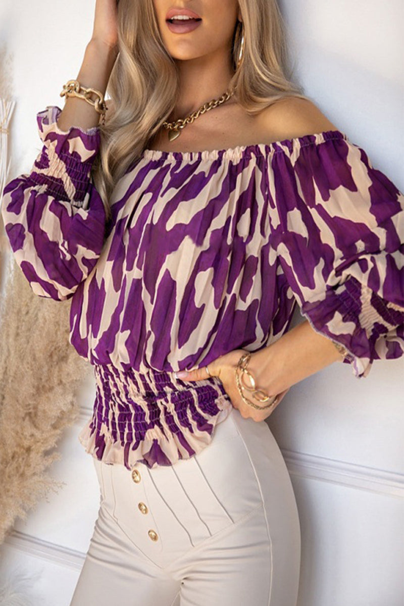 Camisetas sexys de patchwork liso con hombros descubiertos