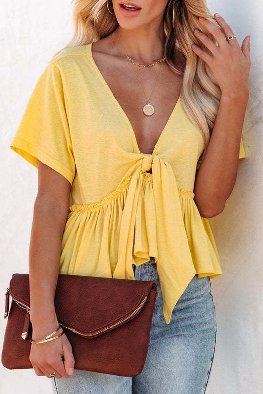 Blusas sexis de cuello tipo polo con banda lisa para uso diario (5 colores)