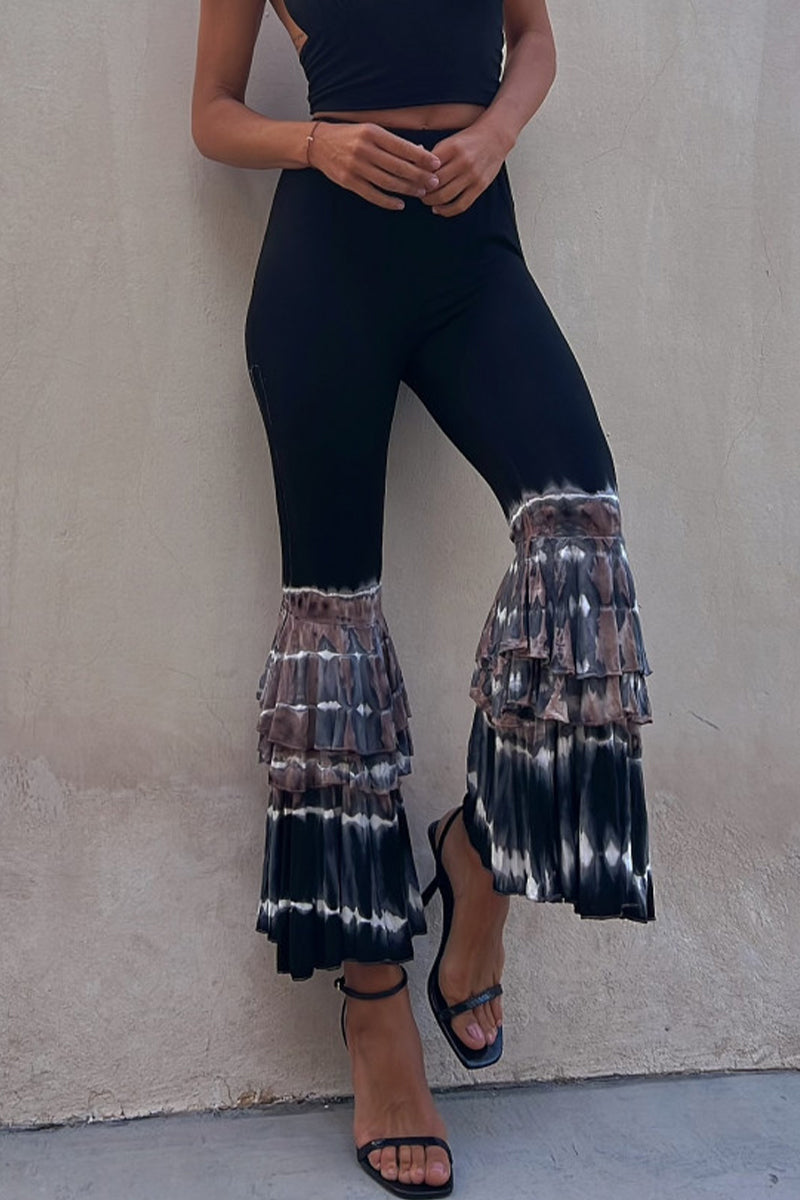 Pantalones casuales de talle alto ajustados con parches sólidos y altavoz