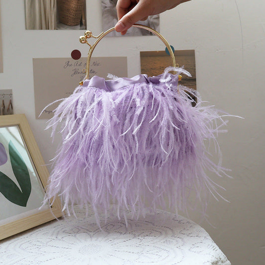 Bolsos casuales de fiesta diarios con parches sólidos y plumas