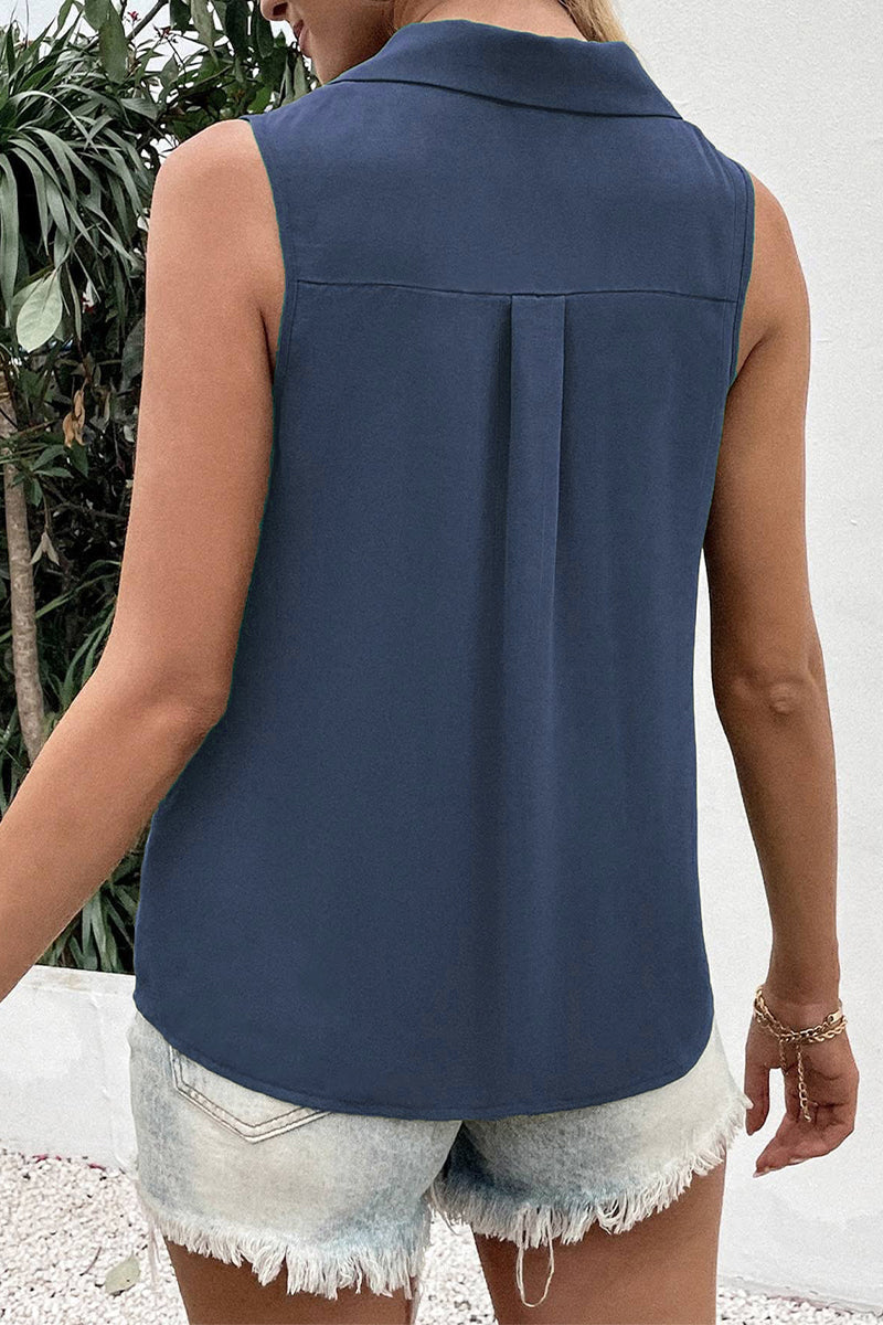 Blusas de cuello en V con botones lisos Daily Simplicity (5 colores)