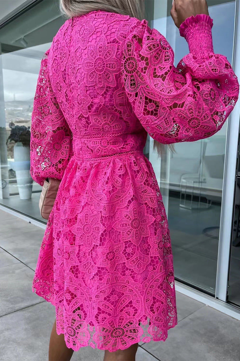 Vestidos sexis de celebridades con encaje liso bordado y escote en V (3 colores)