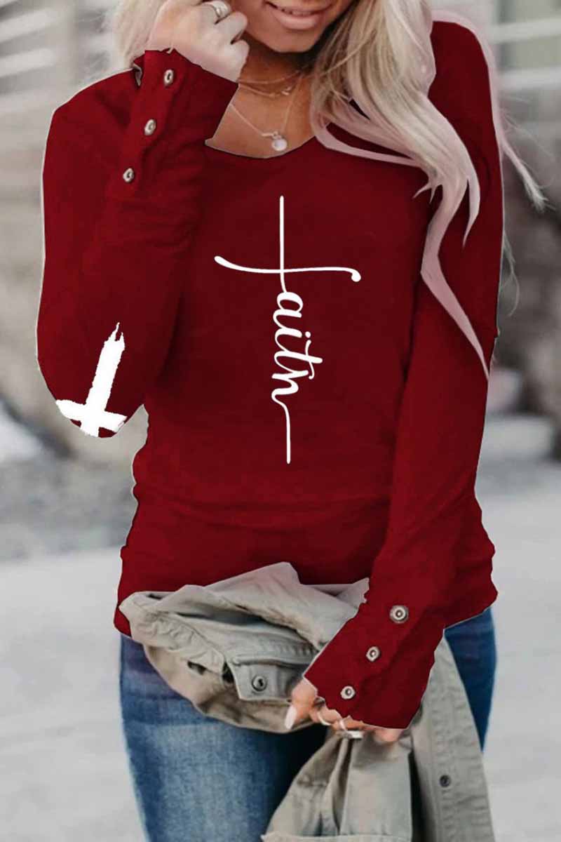 Tops con cuello redondo y letras estampadas de calle (3 colores)
