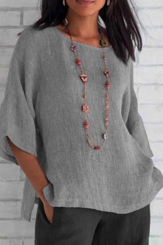 Tops casuales de cuello redondo lisos (4 colores)