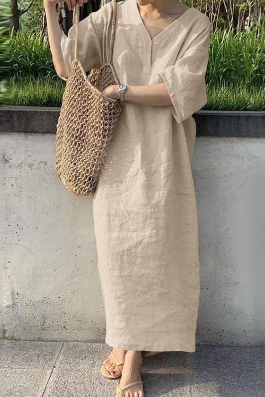 Casual Solid V Neck One Step Skirt Dresses