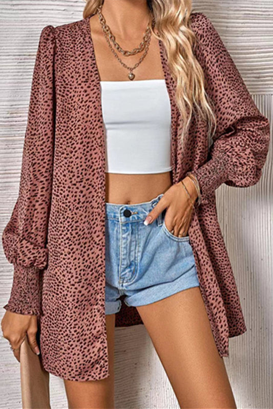 Blusas de cuello tipo cárdigan con estampado de leopardo (3 colores)