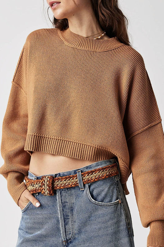 Suéteres casuales de cuello redondo con parches sólidos (15 colores)