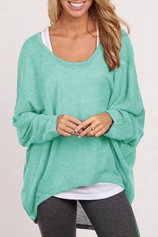 Tops casuales de cuello redondo con parches sólidos