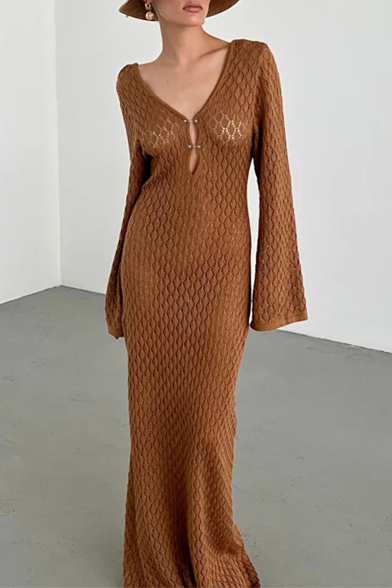 Traje de baño sexy sólido ahuecado
