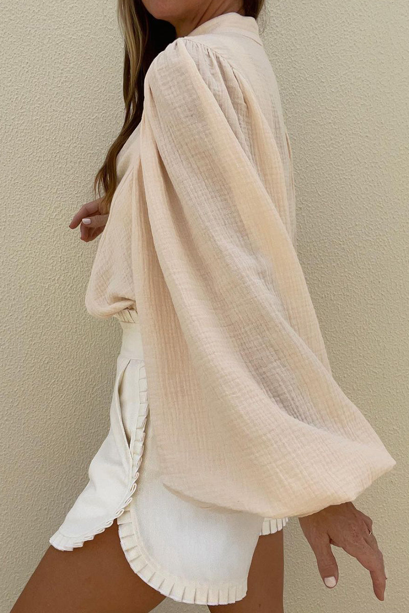Elegante simplicidad, hebilla sólida, cuello mandarín, blusas