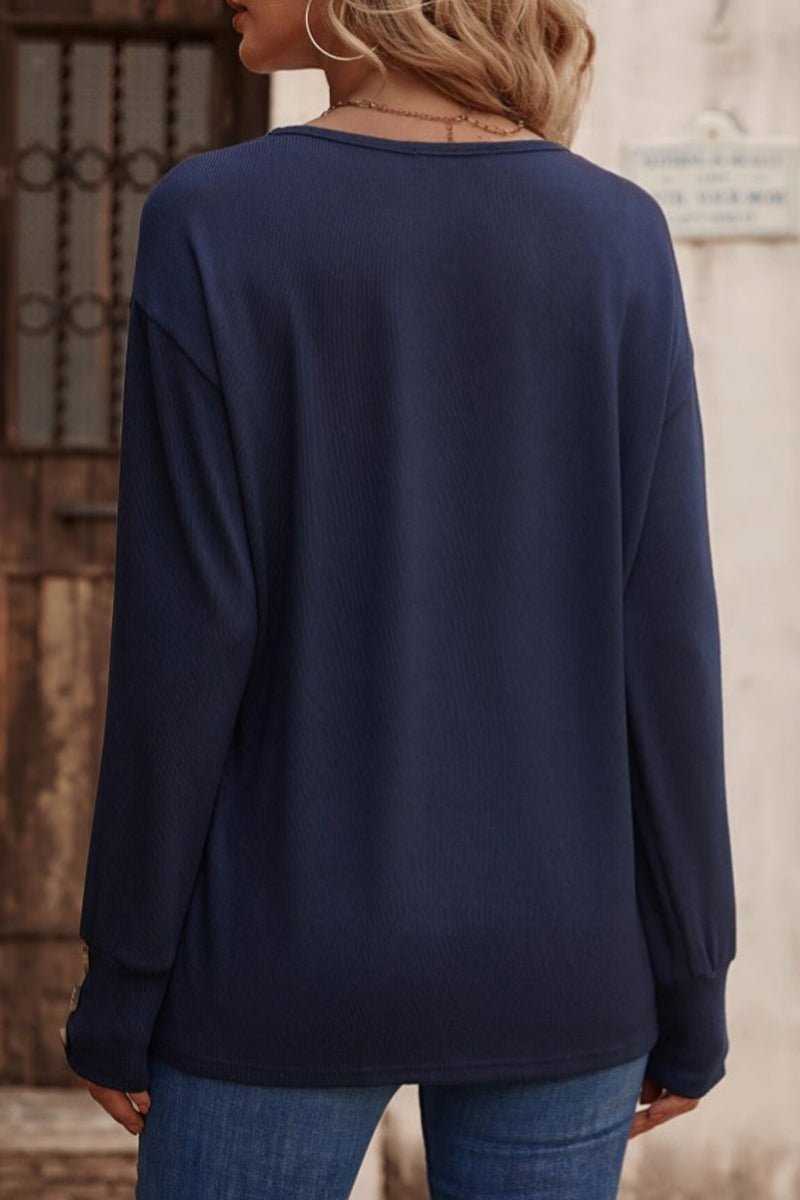 Blusas sexis sencillas con cuello en V y botones lisos (8 colores)