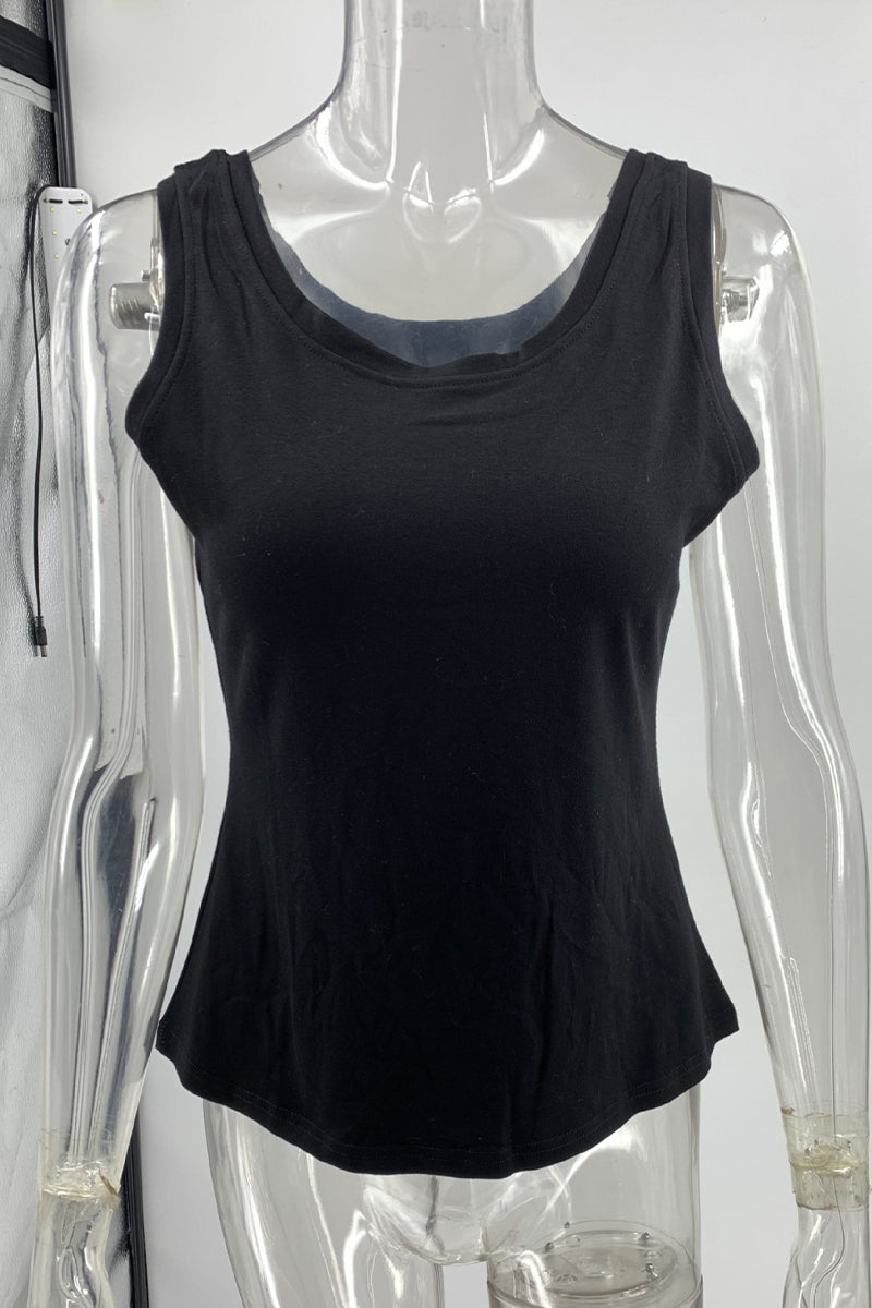 Tops sexis sencillos de cuello en U lisos