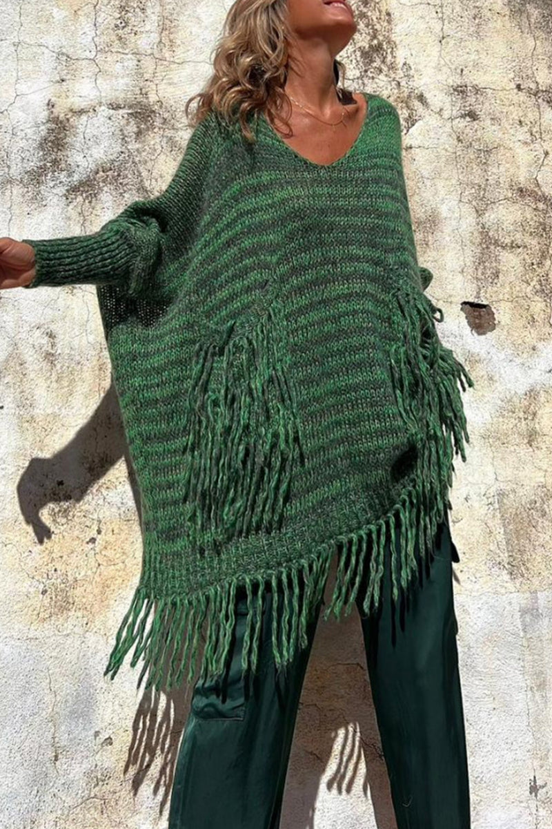 Suéteres casuales de cuello redondo con borlas y bolsillos (3 colores)