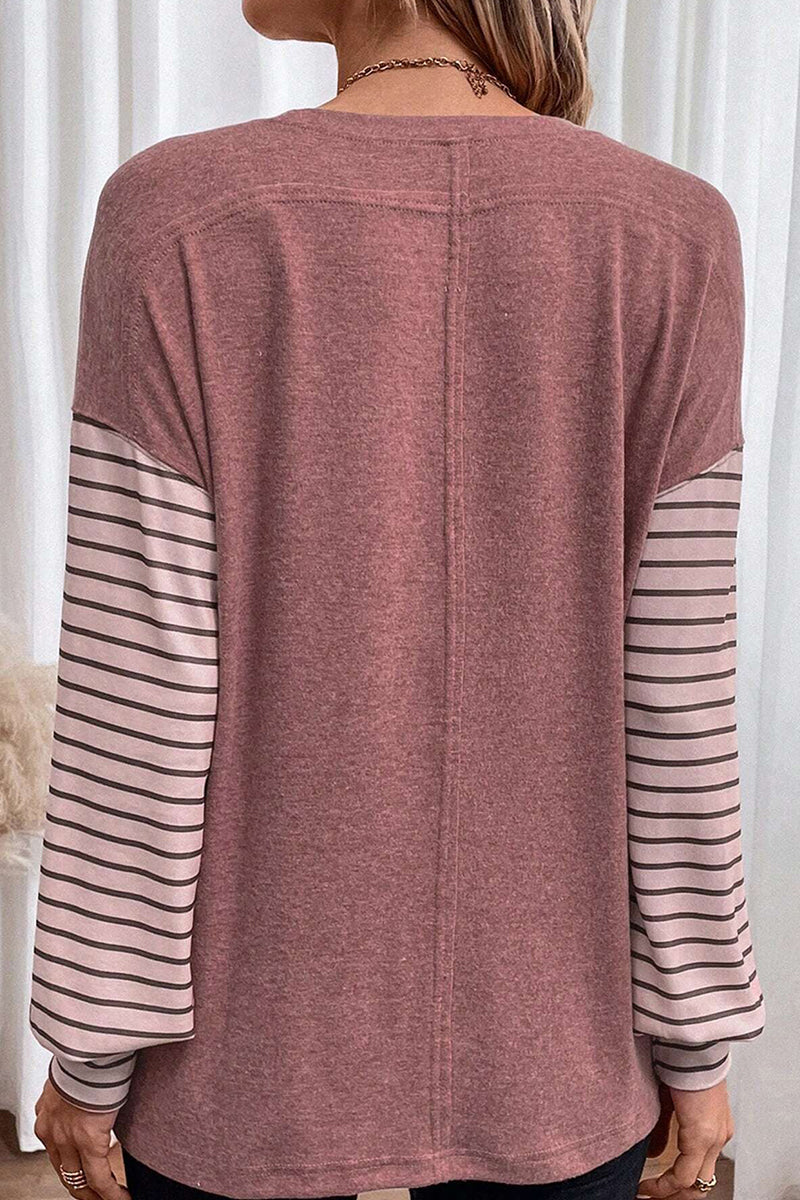 Blusas casuales con cuello redondo y bloques de colores en contraste (5 colores)
