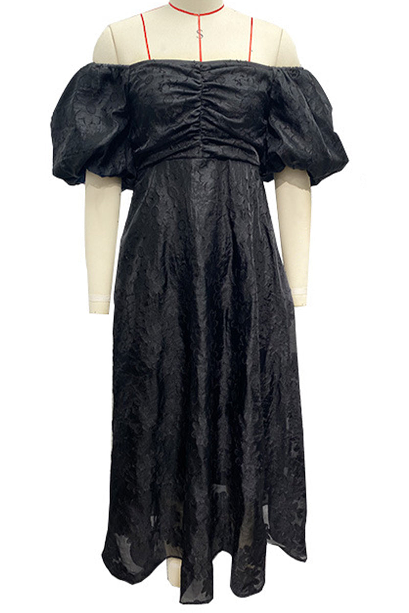 Vestidos elegantes y dulces de corte A con hombros descubiertos y pliegues lisos (3 colores)