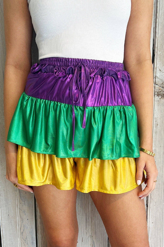 Parte inferior sexy de talle alto con diseño de patchwork tipo A y contraste de bloques de color