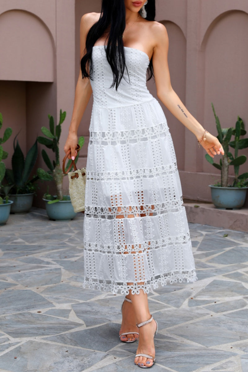 Vestido largo sexy informal liso transparente sin espalda y sin tirantes