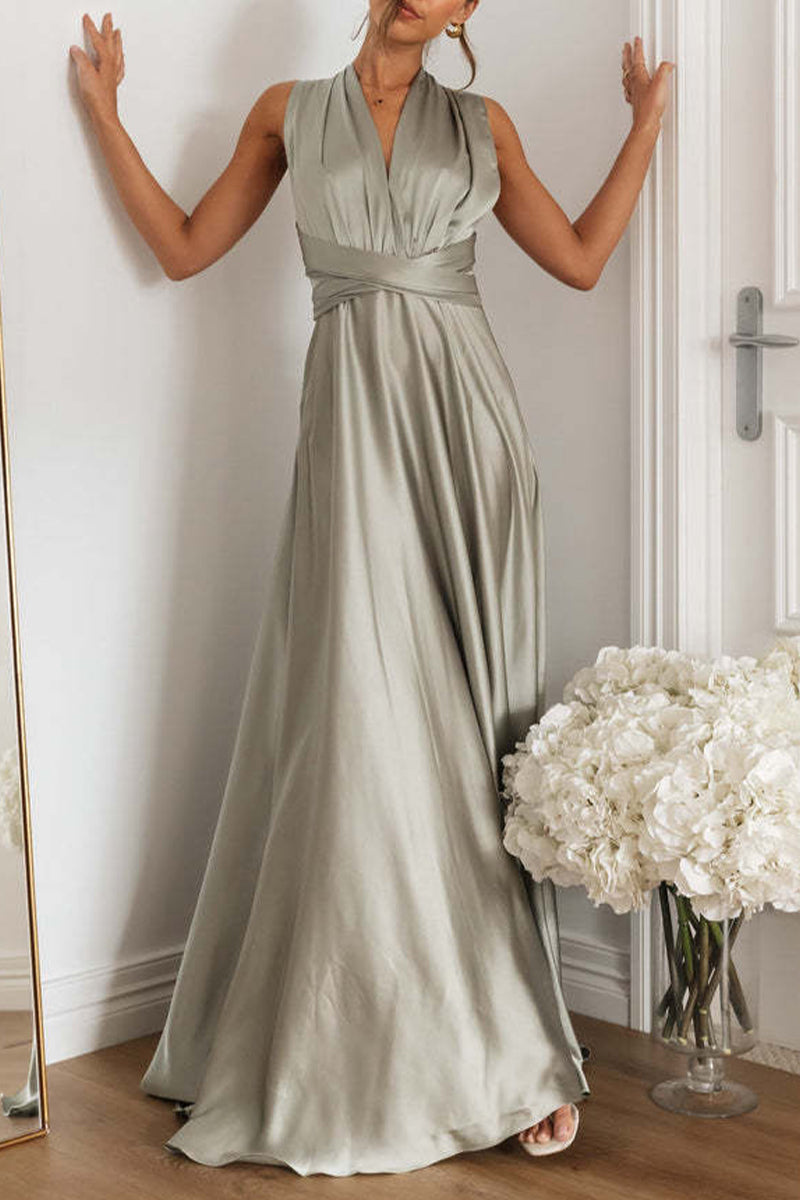 Vestidos de noche elegantes de celebridades con escote en V y diseño de tirantes sin espalda y lisos