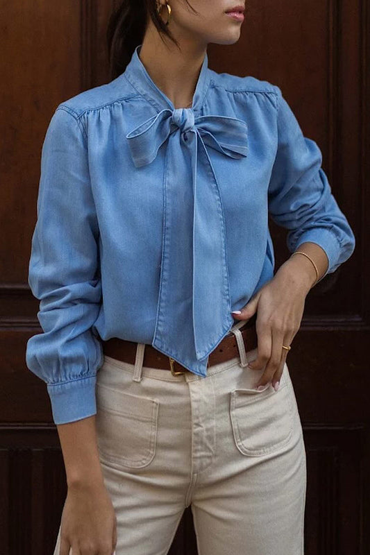 Blusas elegantes de vendaje sólido con lazo