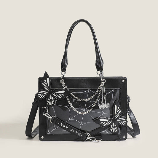 Bolsos elegantes con cadenas de mariposas y letras