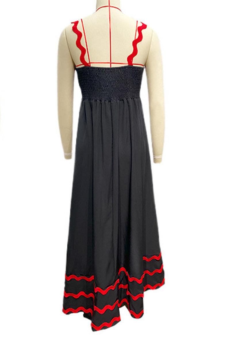 Vestidos casuales con tirantes y patchwork ondulado en contraste (7 colores)
