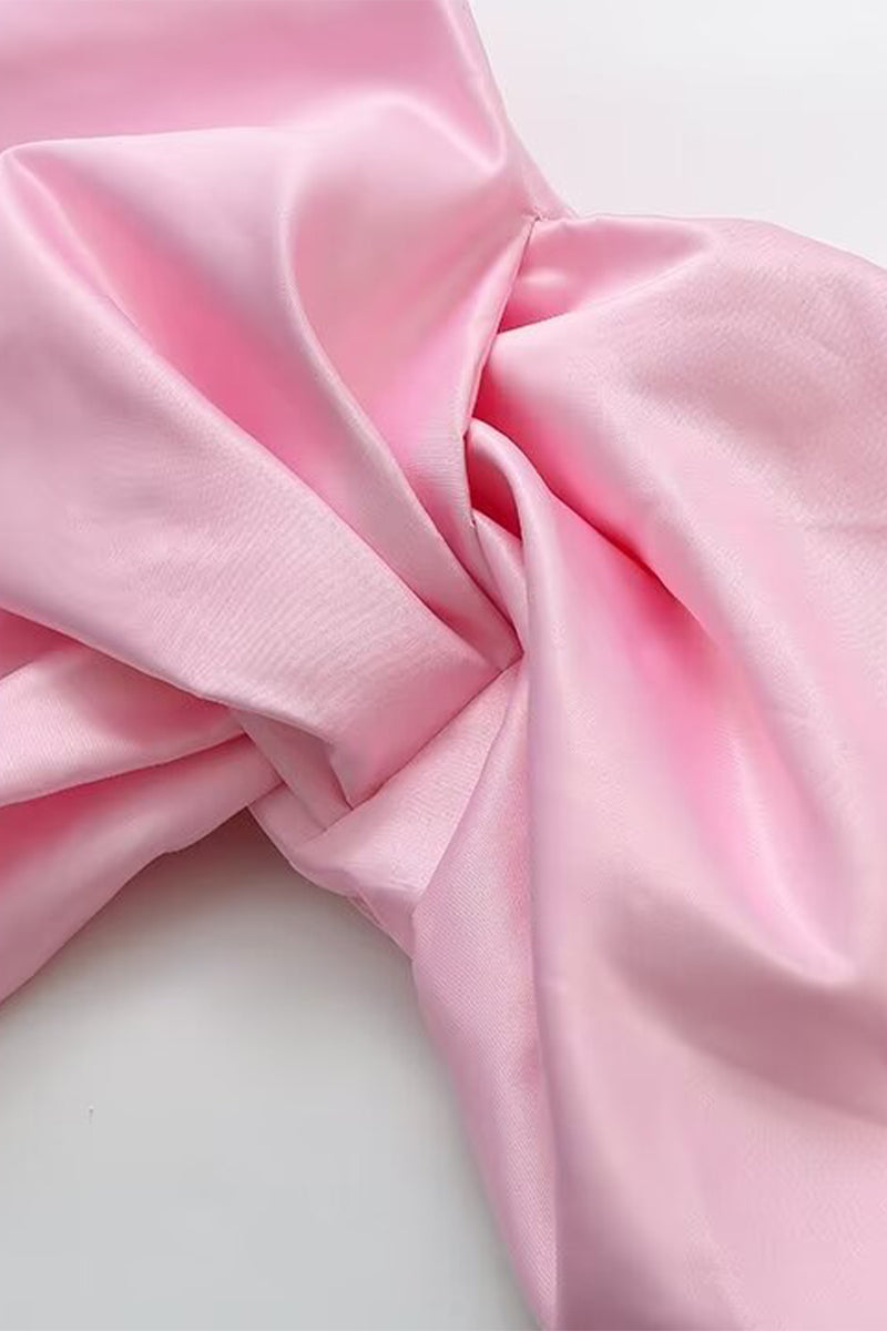 Tops dulces de cuello en V asimétricos sólidos con lazo