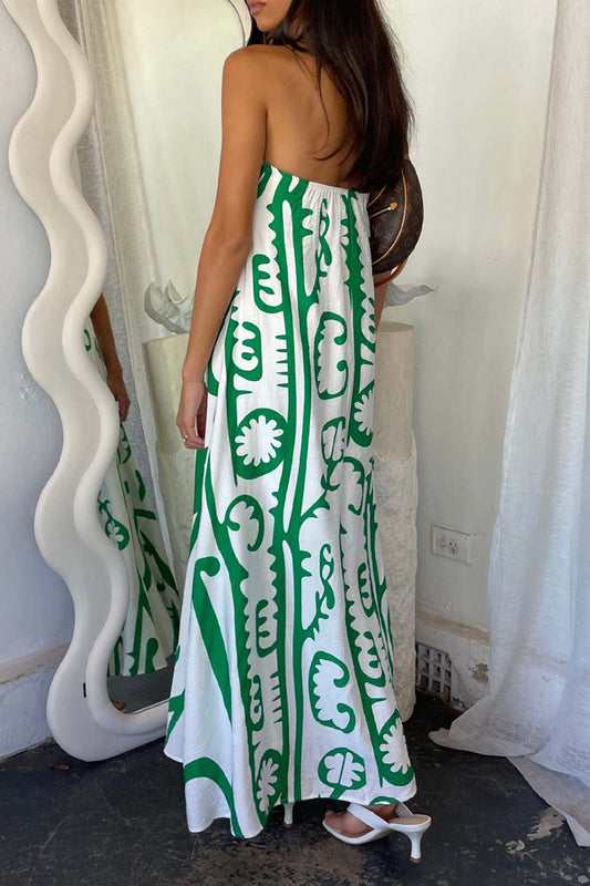 Vestidos sexis de diario con estampado geométrico y estampado de dibujos animados, sin tirantes